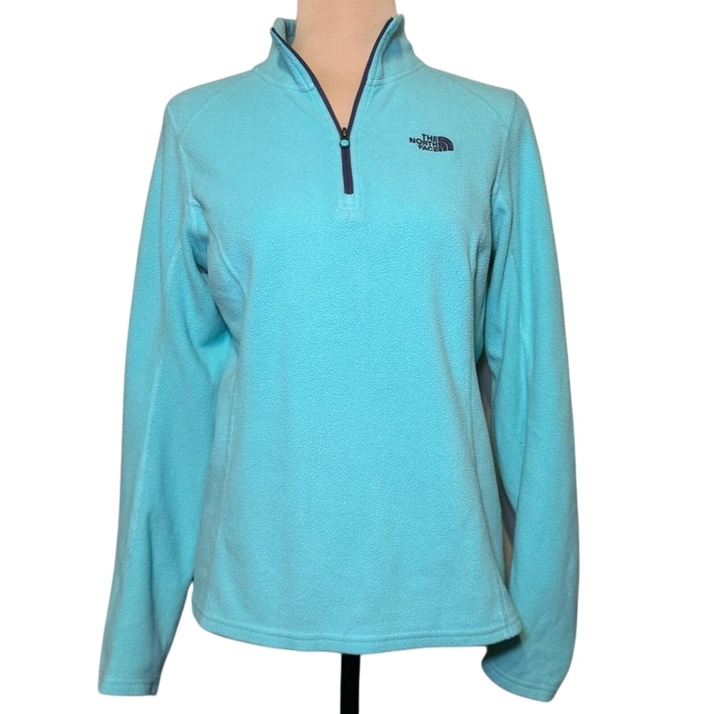The North Face‎ Fleece Aqua Teal Half Zip Sweatshirt Top Size Medium